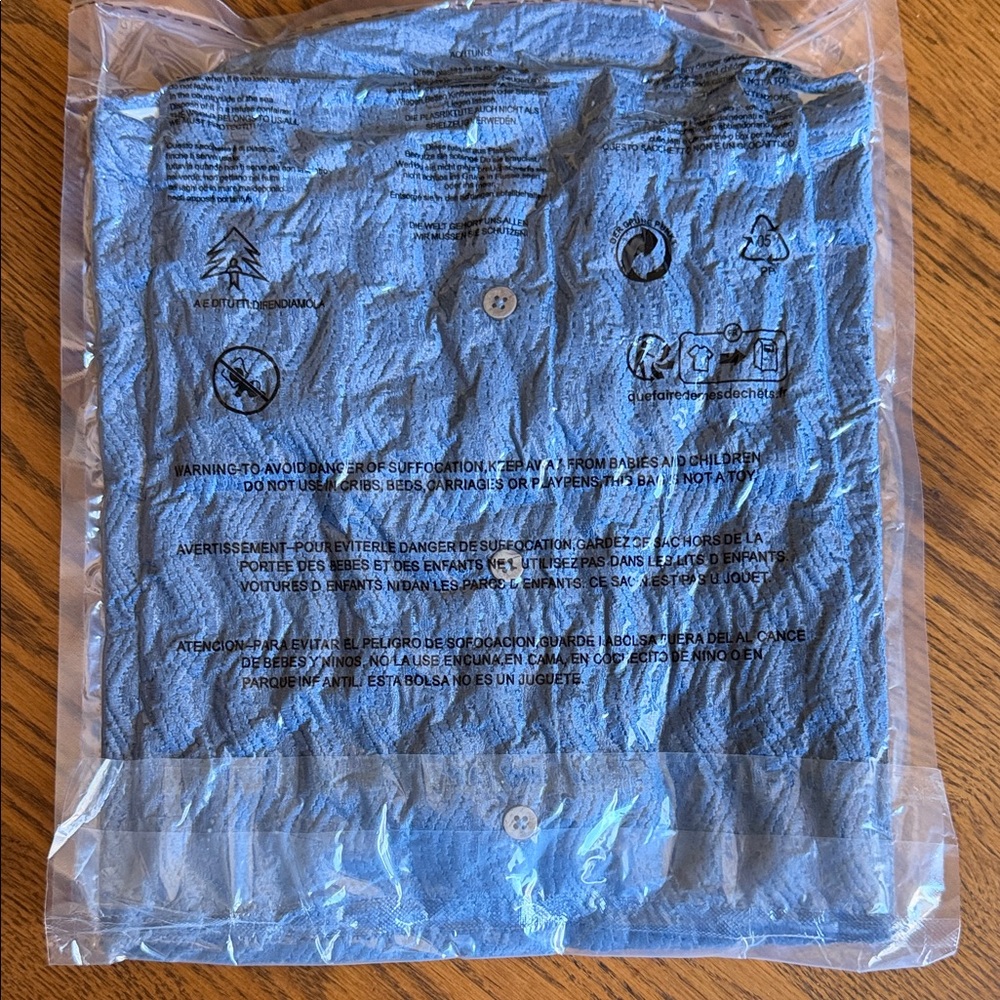 Blue Wavy Knit Button-Up Shirt - Picture 2 of 3